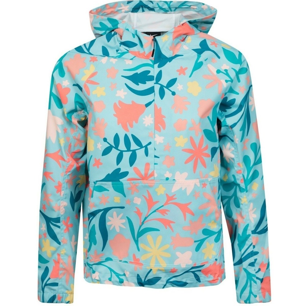 Nike Floral Repel Anorak Packable Jacket Women's XS Blue Pink NWOT